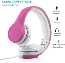 Koptelefoon kinderen met draad en microfoon Blauw - Geschikt voor jou kind met kabel max 85 db - Koptelefoons in blauw en roze verkrijgbaar - Hoofdtelefoon met verstelbare beugel — thumbnail 3