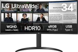 LG 34WR55QK-B - QHD Curved Ultrawide Monitor - USB-C 65w - 34 inch — thumbnail 1