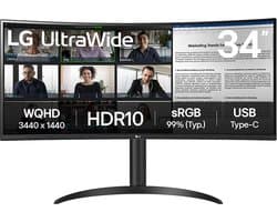 LG 34WR55QK-B - QHD Curved Ultrawide Monitor - USB-C 65w - 34 inch