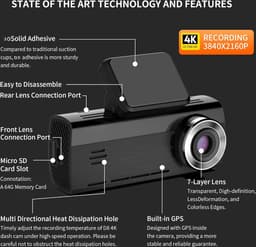 Lexium Dashcam voor auto - Dashcam - Dashcam voor auto voor en achter - Dashcam voor en achter - Dashcam voor en achter draadloos - Dual dashcam — thumbnail 2