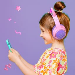 PowerLocus Bobo - Draadloze Koptelefoon voor Kinderen - Bluetooth koptelefoon - 74/85/94dB Volumebegrenzing - Katten Oortjes - Led Verlichting - Paars/Roze — thumbnail 8