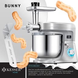 Luxe Keukenrobot – 3 in 1 Keukenmachine – Foodprocessor – Keukenmixer – Worstenmaker – Snijmachine – Raspen – Deegmachine – 1.5L – 1700W – Zilver — thumbnail 3