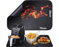 Hittebestendige Vuurvaste Siliconen Mat – Bakmat - Antislip Glasvezelmat 50x70 cm – Beschermmat voor Friteuse, Airfryer, Oven & Koffiezetapparaat - Inductie Beschermer - Hittemat - BBQ Mat
