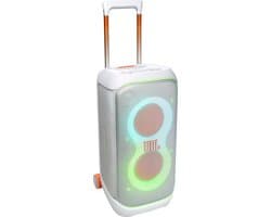 JBL Partybox Stage 320 - Draadloze Bluetooth Party Speaker - Op Wielen - Uitschuifbare Hangreep - LED verlichting - 18 uur - Spatwaterdicht – Wit
