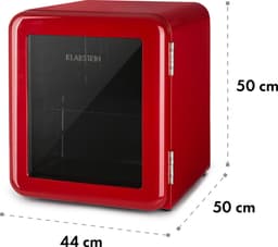 Klarstein PopLife Drankenkoeler - Minibar, Retro Koelkast, 0-10°C, slechts 39 dB, 48 L, milieuvriendelijk, dubbelwandige deur, retro design, rood — thumbnail 4