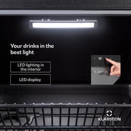 Klarstein Drankkoeler minikoelkast met glazen deur en ledverlichting, minikoelkast voor op de kamer, kleine met 4 uitneembare schappen, kleine koelkast 115 liter, koelkast voor binnen en buiten, stil, 0-10 °C - Drankkoelkast - voor Bar - Touch — thumbnail 3