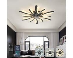 Moderne Plafondventilator met Verlichting - Ø78cm - Dimbaar - 6 Snelheden - Omkeerbaar - Afstandsbediening/App Besturing - Perfect voor Slaapkamer en Woonkamer - Zwart