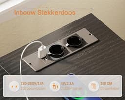 Multifunctioneel Bureau – Hoekbureau – Game Bureau – Jongens – Volledige Set – Stopcontacten – USB Poorten – Eenvoudige Montage – Zwart — thumbnail 5