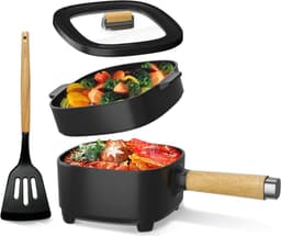 Hotpot Electrisch – Kaasfondue Pan Elektrische Multipan – Multifunctioneel 2L - Chinese Fondue 350/800Watt – Saute Pan – Friteuse – Hete Pan- Stomer – Langzame Kookplaat – Gemakkelijk Schoon te Maken - Zwart — thumbnail 1