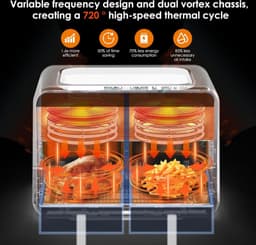 Equivera Dubbele Airfryer - Dubbele Mand - Dual Cook - Heteluchtfriteuse - Verschillende Programma's - Dual Zone - Mega — thumbnail 2
