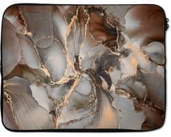 Laptophoes - Grijs - Luxe - Goud - Marmer print print - Design - Laptop sleeve - Laptop - Laptop case - 17 Inch - Back to school spullen - Schoolspullen jongens en meisjes middelbare school - Macbook air hoes - Chromebook sleeve