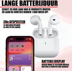 Bluetooth Oordopjes - Draadloze oortjes - Oortjes draadloos - In-Ear Oordoppen - Geschikt voor iPhone 12/13/14/15/16 Plus, Pro, Pro Max, iPad Pro, Air, 2022 en Samsung Galaxy A55, S24, Samsung Tablet S9 Plus, A9 etc. - Bluetooth 5.3 - Wit — thumbnail 2