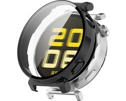 Strap-it Hard PC bescherm hoesje - case met screen protector van glas geschikt voor Huawei Watch GT 5 Pro - 42mm (zwart)