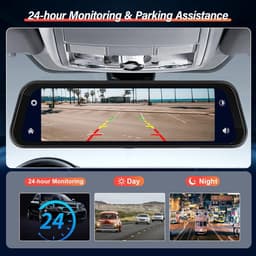 Spiegel dashcam draadloze Apple Carplay Android Auto 9.66 inch met touchscreen — thumbnail 3