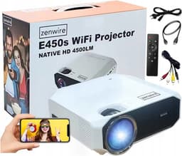 Mini Bemaer Zenwire E450S - Beamer - Mini Projector Full HD WiFi 2.4/5 Ghz Bluetooth 5.0 - 4500lm / 1500:1 / 36-150" - Focus / Keystone +/- 15­° / 360 functie — thumbnail 2