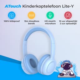 ATouch Kinderkoptelefoon Lite-Y – Volumebegrenzing - Koptelefoon kinderen – Microfoon – Bluetooth koptelefoon – Duurzaam – Blauw — thumbnail 5