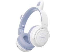 ProMate® Draadloze Bluetooth Hoofdtelefoon voor Kinderen, Kawaii Stijl Bedrade/Draadloze Opvouwbare Hoofdtelefoon met LED Kattenoren, 93dB Veilige Volumelimiet, Microfoon, AUX, TF Kaartsleuf en 40 Uur Speeltijd, Panda Lilac