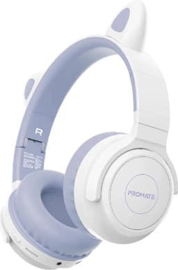 ProMate® Draadloze Bluetooth Hoofdtelefoon voor Kinderen, Kawaii Stijl Bedrade/Draadloze Opvouwbare Hoofdtelefoon met LED Kattenoren, 93dB Veilige Volumelimiet, Microfoon, AUX, TF Kaartsleuf en 40 Uur Speeltijd, Panda Lilac — thumbnail 1