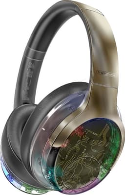 ProMate® Premium Draadloze Hoofdtelefoon, Hi-Fidelity Transparante ANC Bluetooth v5.4 Headset met RGB-verlichting, Microfoon, Opvouwbaar Ontwerp, 40 uur Speeltijd, 600mAh Batterij en 3.5mm Jack, TransTune Gunmetal. — thumbnail 1