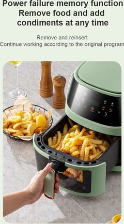 Microdata - Airfryer - Heteluchtfriteuse - Airfryer Oven - Hetelucht Oven - Digitale Airfryer - Lucht Frituur - Touchscreen bediening - Schuiflade met glas - QF606 - 6L - 1350Watt - Groen — thumbnail 11