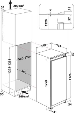 Geïntegreerde koelkast, 209 L, E, 102 kWh, 35 dB — thumbnail 3
