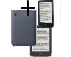 Hoesje Geschikt voor Kobo Clara Colour Hoes eReader Shockbestendig Back Cover Siliconen Tablet Case Met Screenprotector - Transparant