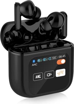 Otiume Draadloze Oordopjes - LCD Scherm Bluetooth Oortjes Wireless Earbuds Touchscreen Earphones - Zwart — thumbnail 1
