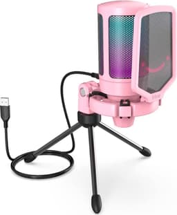 FIFINE - A6V - Roze - USB RGB Streaming Microfoon met Standaard - Gaming - Podcast - Geschikt voor - PS5 / PS4 / PC / Windows - Touch Mute Knop - Filter — thumbnail 1
