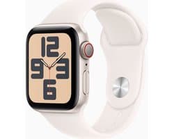 Apple Watch SE 2024 GPS + Cellular 40mm Starlight Aluminium Case with Starlight Sport Band - S/M