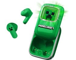 Minecraft - draadloze oordopjes - schuifdisplay met LED verlichting - met oplaadcase - touch control - lange batterijduur