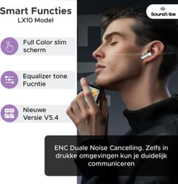 SoundVibe® - Earbuds Draadloos Met Noice Cancelling - Wit - Bluetooth Oordopjes - Noice Cancelling Hoofdtelefoon - LX-10 Earpods met Scherm - Werkt Met Apple En Android - Earpods USB C - Wireless Earphons - Oortjes Draadloos — thumbnail 3