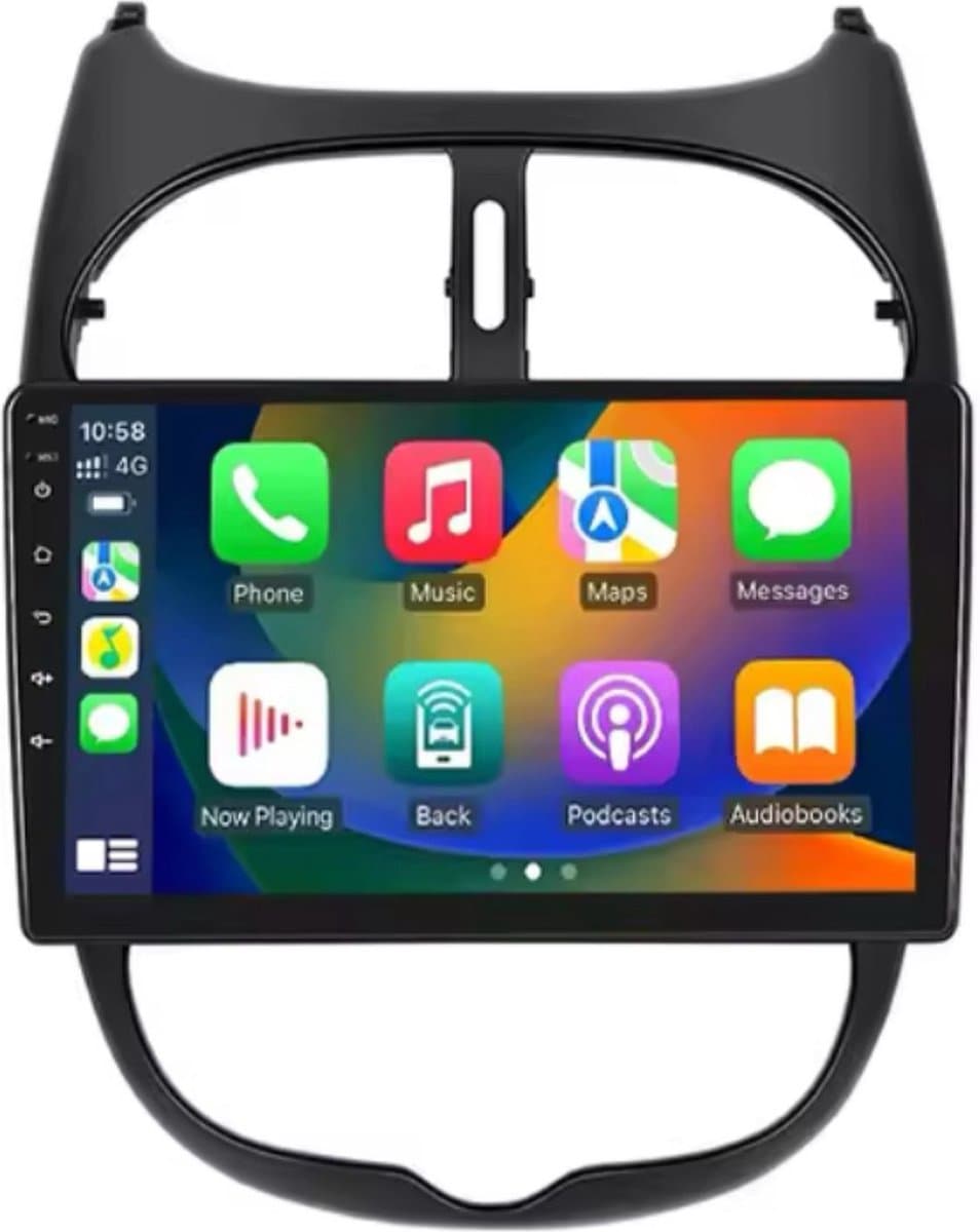 CarPlay geschikt voor Peugeot 206 1998-2009 Android 12 navigatie en multimediasysteem 2GB RAM 32GB ROM — afbeelding 1