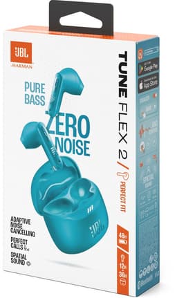 JBL Tune Flex 2 - Noise Cancelling Oordopjes - Draadloos Bluetooth - True Wireless In-ear - 48 uur speeltijd - Open of Gesloten Pasvorm - IP54 - Blauw — thumbnail 4