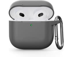Coverup Hoesje - Geschikt voor AirPods 4 Hoesje - Coverup Siliconen AirPods Case met Sleutelhanger - Grijs