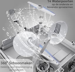 Mini Afwasmachine Tafelmodel - 43 cm Breed - Gebruik Met en Zonder Wateraansluiting - Ruimte voor 4 Besteksets - Ideaal voor Kamperen - Energieklasse F - Wit — thumbnail 6