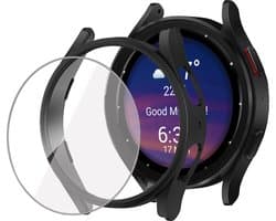 Screenprotector + Hoesje geschikt voor Garmin Venu 3S – Tempered Glass Screenprotector - Extreme Shock Case Zwart