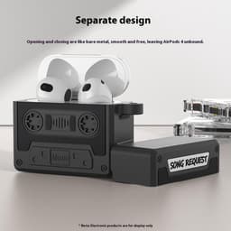 Telestore hoesje geschikt voor AirPods 4 soft case cover- retro cassettebandje bandje tape - TPU hoesje Beschermhoes - AirPods 4 Cover - AirPods 4 hoesje - Geschikt voor Apple Airpods 4 - gel hoesje - grijs — thumbnail 4