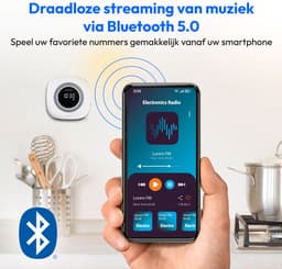 MEDION S66884 Douche radio met Bluetooth (badkamerradio, FM radio, zuignap, LED display, IPX6 waterproof, geïntegreerde oplaadbare batterij, MD43884) wit — thumbnail 4