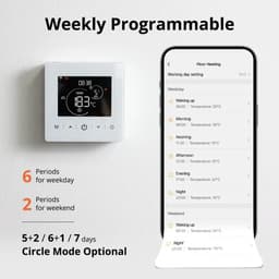 Opbouw Thermostaat | Wifi | Touchscreen bediening | 2-draads aansluiting | C V installatie | Tuya Smartlife app | Spraakbesturing Google Alexa | Wit — thumbnail 3