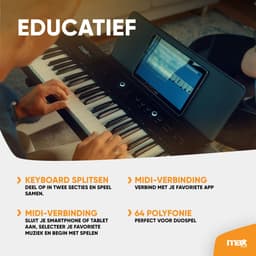 Digitale piano - MAX RhapsodyDP88 Piano Keyboard 88 toetsen - Met sustainpedaal en bladmuziekhouder — thumbnail 4
