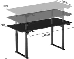 Bureau zit sta elektrisch verstelbaar - game bureau - ergonomische werkplek - 130 kg belastbaar - 180 x 80 cm — thumbnail 2