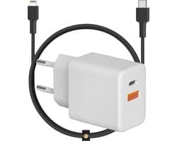 35W USB C Snellader + Geschikt voor iPhone Oplader - 3 Meter - Geschikt voor iP 14/13/12/11/Xr/Xs/Xs Max/8/8 Plus/Pro - Oplaadstekker