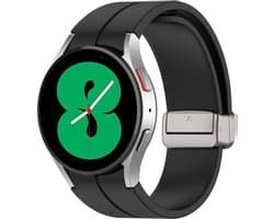 Strap-it Smartwatch bandje - magnetische siliconen horlogeband geschikt voor Samsung Galaxy Watch 7 (40 & 44mm) / Galaxy Watch 6 Classic / Watch 6 40 & 44mm / Watch 5 Pro / Galaxy Watch 5 40 & 44mm / Watch 4 (Classic) / Watch FE - zwart