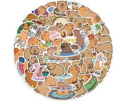 Capybara Stickers - 51 Stuks - Schattige Dieren Stickers - Laptop Stickers - Capybaras - Grappige Stickers Kinderen - Stickers Bullet Journal - Planner Stickers