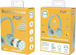 BuddyPhones PopFun Koptelefoon Kinderen - Kinder Koptelefoon Draadloos – Volumelimiet 84/95 dB – 24 uur batterijduur – Bluetooth Hoofdtelefoon - Ingebouwde microfoon - Inclusief Leuke Stickers - Groen — thumbnail 4