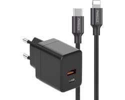 35W Power Adapter USB C + Kabel geschikt voor Apple iPad en iPhone - 1 Meter Lange Oplader - Nylon Gevlochten - Geschikt voor X,11,12,13,14,Pro,Max,Plus,Mini