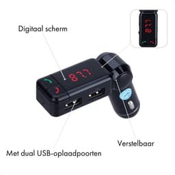 XIB Bluetooth FM Transmitter 2x USB en AUX 3.5mm Jack - MP3 autoradio - Handsfree carkit - Zwart — thumbnail 5
