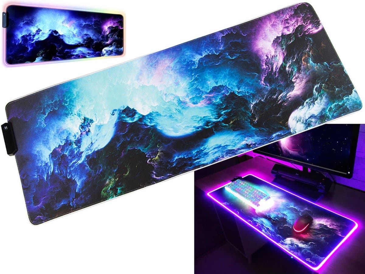 Game Muismat - RGB LED - Verlicht - 80 x 30 - Continu Verlichting - Anti Slip - 7 Kleuren - 4 Verlichtingsmodi - USB Kabel 1.80 m — afbeelding 1