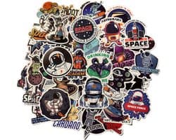 50 grappige Ruimte stickers met Astronauten - Sticker mix voor je Raket, laptop, telefoonhoesje, muur etc.