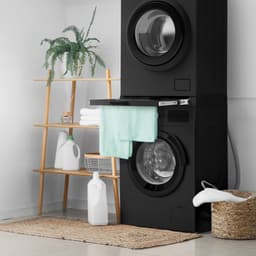 Tussenstuk voor wasmachine en droger – Universeel tussenbouwframe met verlengbare waslijn 60,5x54,5 cm in zwart ML design — thumbnail 4